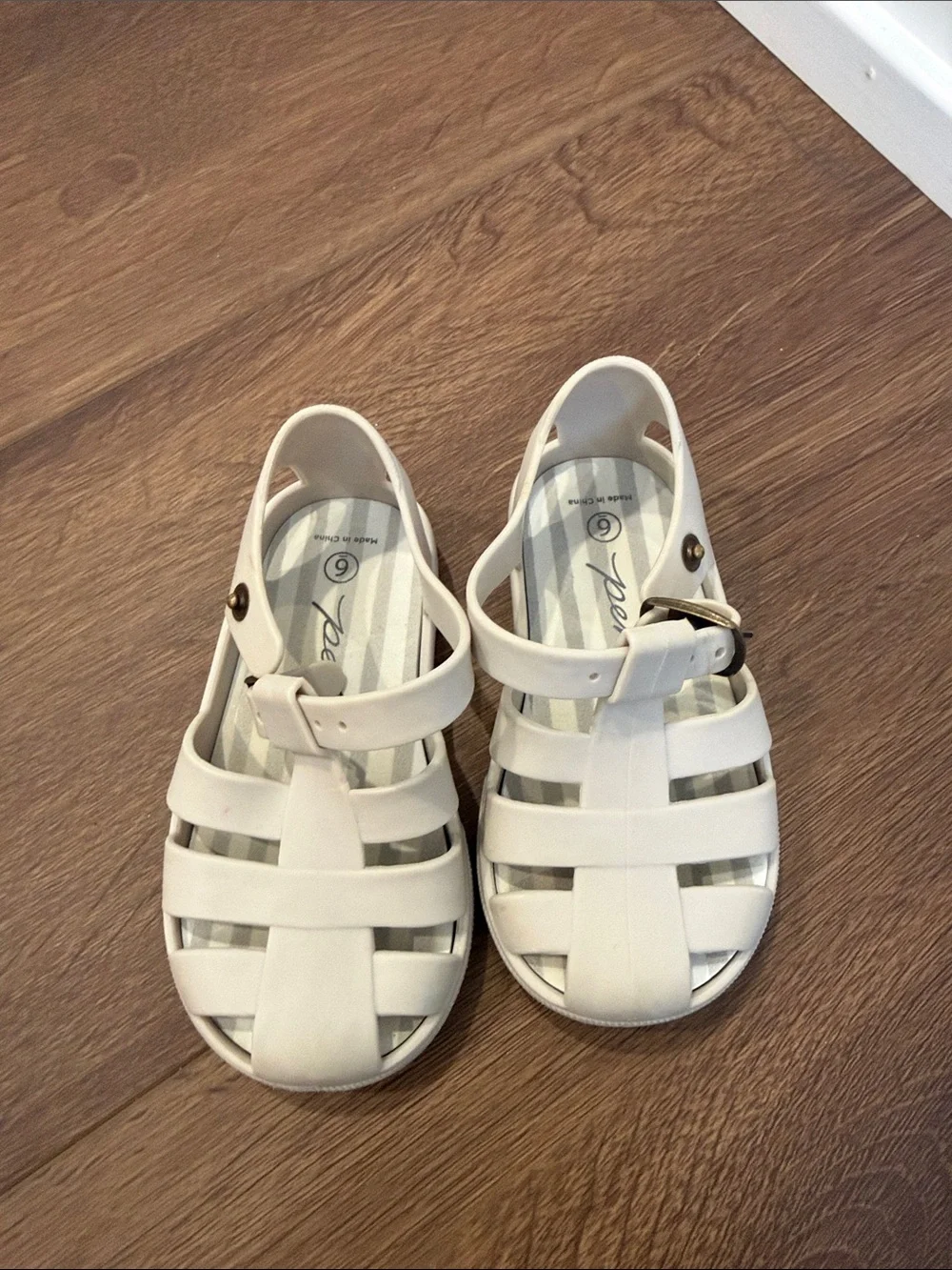 Kids White Jelly Fisherman Sandals with Buckle Strap